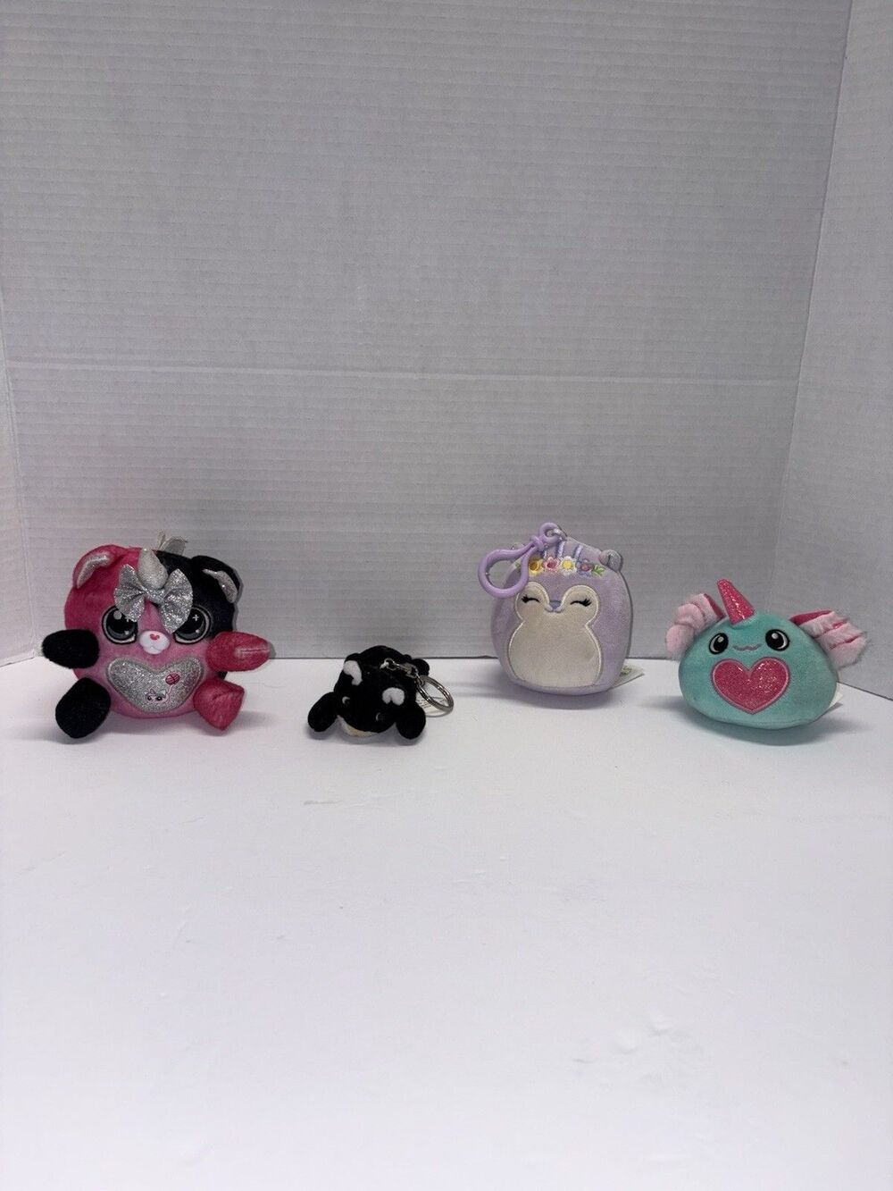 4 Mini Plush & Bag Charms Lot